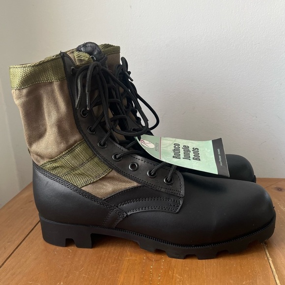 NWT Mens ROTHCO JUNGLE BOOTS - 8 INCH Olive Drab/ Black Canvas Combat Boots 10 - Picture 5 of 13